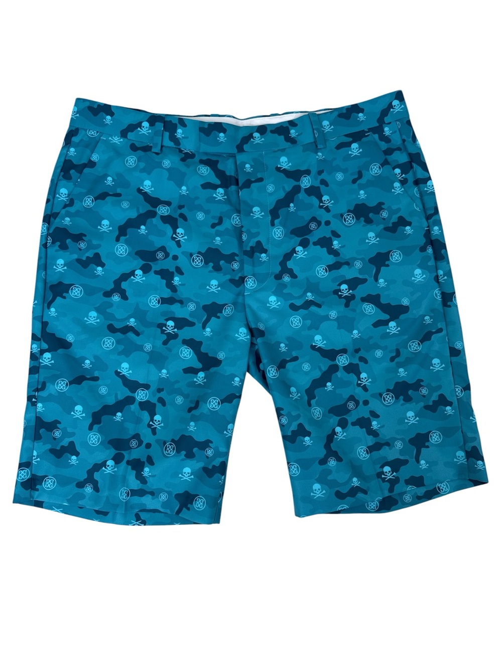 G/FORE Skull Camo Golf Shorts Blue Teal Size 36 Performance Stretch Designer